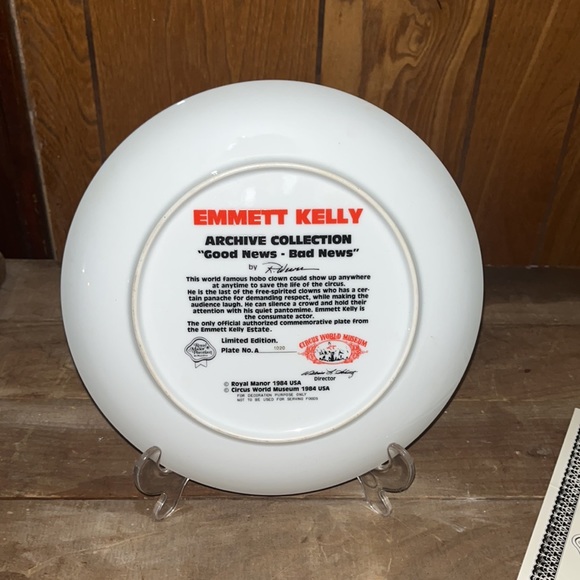 Emmett Kelly good news bad news collection plate. New in box - Picture 6 of 8